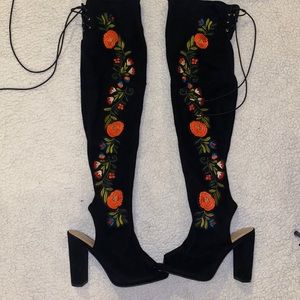VELVET THIGH HIGH BOOTS